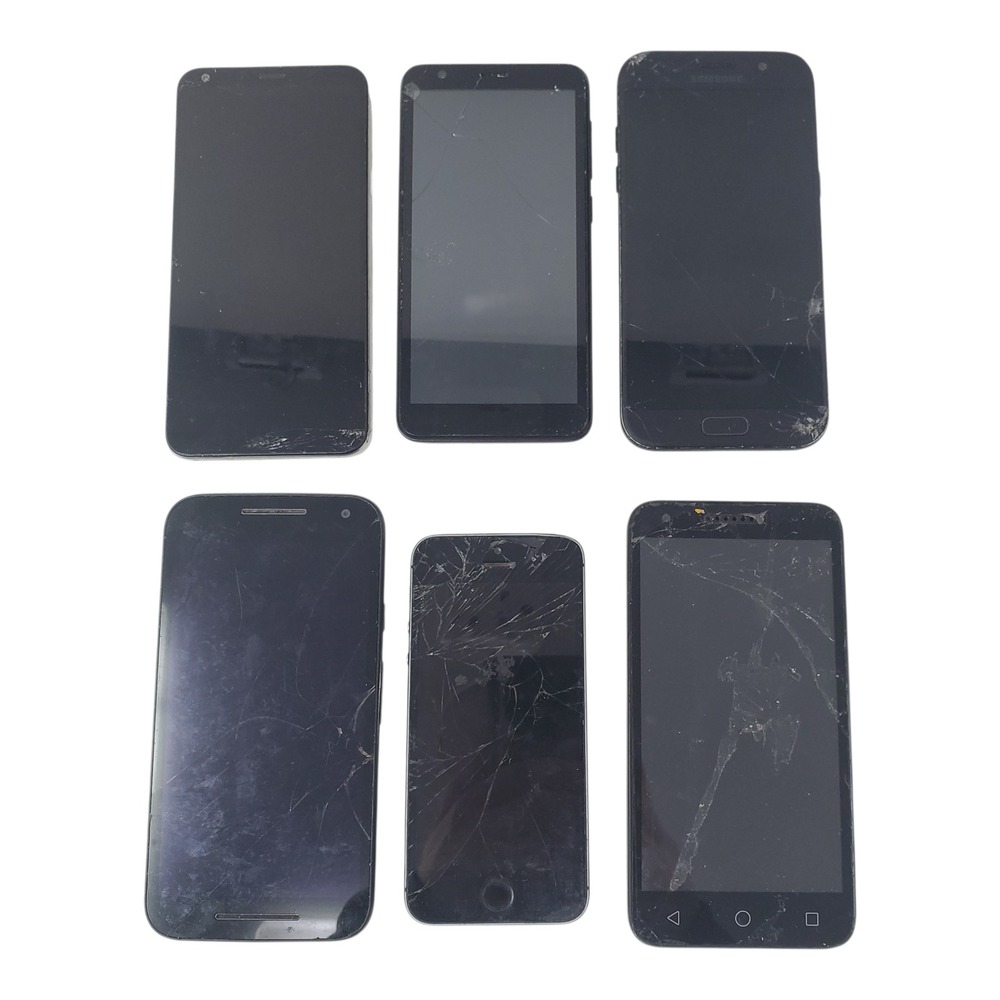 Lot of 6 Smartphones for Parts Repair Apple iPhone Samsung LG Motorola ZTE